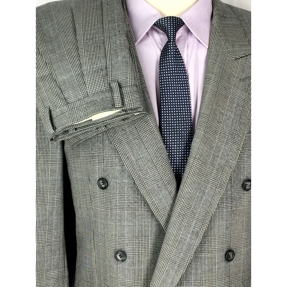 42L Malibu Clothes Beverly Hills Mens Vintage Double Breasted Wool Suit Pants 36
